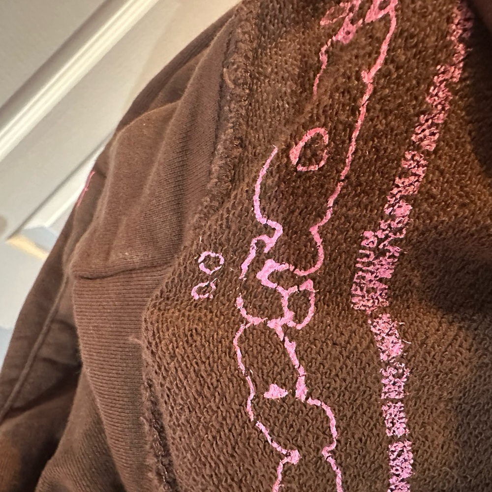 Pre loved Spyder Brown Hoodie with Pink and Red Graphic 555 555 size M - Picture 7 of 10